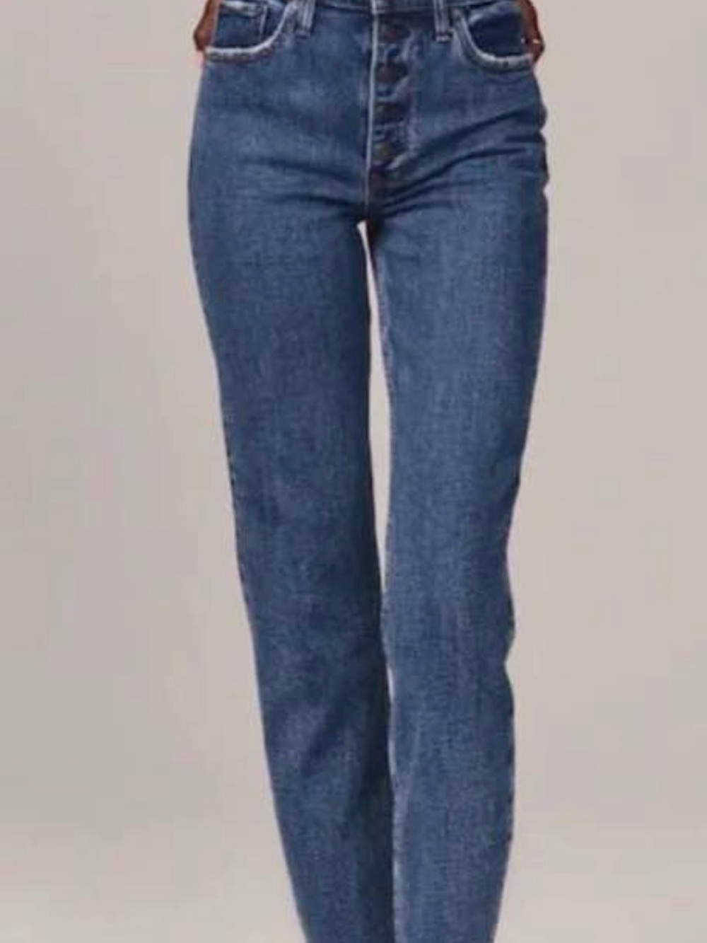 Abercrombie & Fitch The Mom Jean -Rise Straight Leg Jeans - Blue